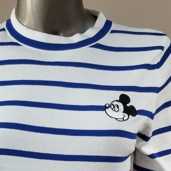 Mickey Logo Blue Stripe Knit T - with Free Gif - Picture 3 of 3